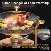 HUSGW 4 Pack 5QT Round Stainless Steel Chafing Dish Set, Rose Gold, Buffet Warmer for Home Parties and Catering Events