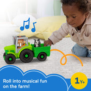 Fisher-Price Little People Push and Play Tractor Musical Toy with 2 Figures for Toddlers JCW70