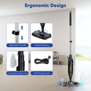 Sugarday Steam Mop, Corded Electric with 11.16 fl oz Water Tank, 15 ft Cord, 7-in-1 Accessories, Black