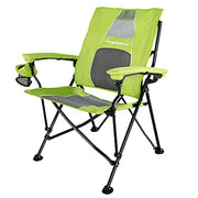 STRONGBACK Elite 2.0 Adult Camping Chair with Patented Lumbar Support, Foldable, Lightweight, Lime Green/Grey, Carry Bag Included