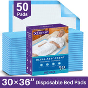Kekoy Incontinence Bed Pads Disposable, Maximum Absorbency, 30 x 36 in, Anti Slip Backing, 50 Count