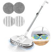 AlfaBot Cordless Electric Spin Mop, Dual-Motor 150 RPM, LED Headlight, Water Sprayer, Lightweight Rechargeable Floor Cleaner for Hardwood and Tile, WS-24-05A