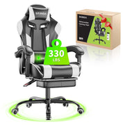 Seenda GCE 23 Massage Gaming Chair, Seenda Video Game Chair with Footrest and Lumbar Support, White