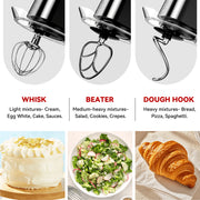 LINKChef SM30310 Stand Mixer, 7.4 Quart Stainless Steel Bowl, 800W Pure Copper Motor, 12-Speed Tilt-Head Electric Mixer with Dough Hook, Wire Whip, Beater, Black