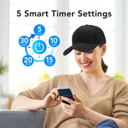 Hommyu Hair Growth Cap, Cordless Rechargeable with 3 Program Settings, 5 Intensity Levels, 2000mAh Battery, Black