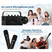 HW HAOWORKS Portable PA System and Karaoke Machine, 100W Powerful Pro Sound, Bluetooth Party Speaker with 2 Wireless Microphones, USB/TF/AUX/Guitar Support, Black, S99