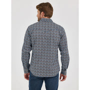 Wrangler Retro Premium Men's Long Sleeve Western Snap Plaid Shirt, Blue, 1123