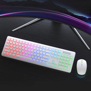 Wagpak Wireless Keyboard and Mouse Combo, RGB Backlit, Rechargeable, 2.4GHz Wireless, Quiet 108-Key Keyboard, Cloud White