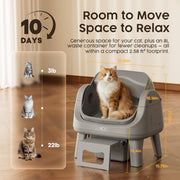PetPivot AS12 Automatic Cat Litter Box, Self-Cleaning with Safety Sensors, Front Entry Step, Large Grey