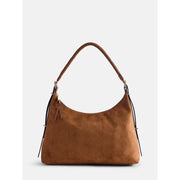 Scenario Women's Top Zipper Shoulder Bag, Faux Suede, Autumn Brown, Adjustable Shoulder Strap