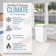 Keystone KSTAP13MAHC Portable Air Conditioner 115V with supplemental heat up to 350 Sq. ft.
