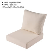 Better Homes & Gardens Outdoor Deep Seat Cushion, 24 x 24 in, 2-Piece Set, Beige, CertiPUR-US Foam Core, Fade Resistant