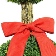 My Texas House Artificial Topiary, 6 ft, Three Stacked Greenery Spheres with Red Bows, Ceramic Pot