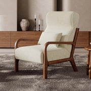 Bestier L501466Y-OWHT Mid-Century Modern Accent Chair with Solid Wood Frame, Off-White