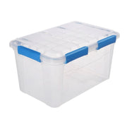 Ezy Storage FBA-34063 50 Liter IP67 Waterproof Plastic Storage Tote with Airtight Lid, Clear Stackable Utility Bin with Latches for Kitchen, Bedroom, Garage, Shed, Bathroom Storage