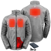 ActionHeat Men's 5V Battery Heated Softshell Jacket, Sharkskin Grey, Lightweight Flexible with 6000mAh Power Bank, 4.5+ Hours Heat, 81113715