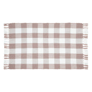 My Texas House Gingham Fringe Valentine's Day Indoor Outdoor Layering Rug, Pink and White, 24in x 38in