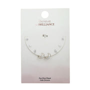 Believe By Brilliance Fine Silver Plated Four Pair Earring Set with Ear Cuff, Cubic Zirconia and Simulated Pearl, Silver
