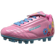 Vizari Blossom FG Toddler Little Kid Soccer Shoe, Synthetic Leather Upper, Floral Design, Two-Color Molded Rubber Outsole, Pink Blue