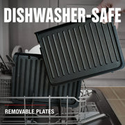 George Foreman GRP1065BX 4-Serving Non-Stick Removable Dishwasher Safe Plates, Grill and Panini Maker, Durable Easy-to-Clean Plastic Housing