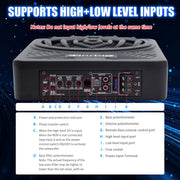 SLUMLOVE 10 Inch Car Subwoofer and Amp Package, 1250W Peak Power, Slim Under-Seat Design, RGB LED Lights, Aluminum Enclosure