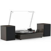 RetroAudio W05-Brown Vinyl Record Player Turntable w/Speakers Record Player w/Bookshelf Speakers, Brown