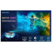 MPBEKING Mini Projector, WiFi Bluetooth, 4K Support, 1080P Full HD, 9500 Lumens Brightness, 12000:1 Contrast Ratio, Dual 5W Speakers, HDMI USB AV VGA TF Inputs, White, Portable with Carrying Case