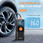 Loheer Tire Inflator Portable Air Compressor for Car Tires 150PSI Cordless with Battery and 12V DC, with Pressure Gauge