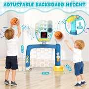 Beefunni 3 in 1 Sports Center for Toddlers, Basketball Hoop Toy for Boys Girls