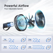 Marchpower 0606 Foldable Outdoor Pedestal Fan, 10-Inch Oscillating, Black