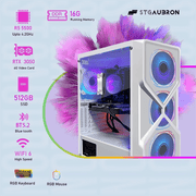 STGAubron Gaming Desktop PC, AMD Ryzen 5 5500 up to 4.2GHz, NVIDIA GeForce RTX 3050 6GB, 16GB DDR4 RAM, 512GB SSD, WiFi 6, Bluetooth 5.2, RGB Fans, Windows 11 Home