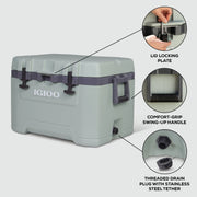 Igloo Overland 50 QT Hard Sided Cooler, White, 50 Quart Capacity, Durable Outdoor Construction