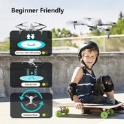4DRC 4D-F10 F10 RC Quadcopter Drone, Foldable w/1080P HD Dual Cameras, 120 Wide-Angle, Silver White