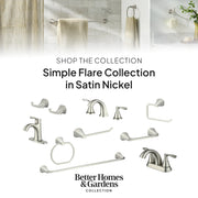 Better Homes & Gardens BH34240000332SN Simple Flare 3 Pieces Bath Hardware Set in Satin Nickel Towel Bar, Satin Nickel