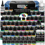 U.S. Art Supply 48-Color Ready to Pour Acrylic Pouring Paint Set with Silicone Oil and Gloss Medium, Premium Pre-Mixed High Flow 2oz and 8oz Bottles, PM-448