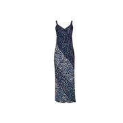 Santiki Joelene Women's Dress, Navy Leaf Pattern, 100% Rayon, Size S - Cozy