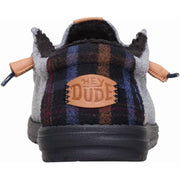 Hey Dude Wally Cozy Plaid Men's Casual Loafers, Lightweight Slip-On with Memory Foam Insole, Smoke Grey Multi, Size 10, 44341