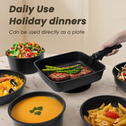 Kikcoin 21-Piece Non-Toxic Nonstick Cookware Set with Removable Handles, Induction Compatible, Black, KCWS02BK06D22