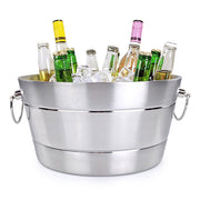 BREKX Anchored Ribbed Stainless Steel Beverage Tub, Double Wall Insulated, Leak Proof, Silver, 12 Quart, 17689x3