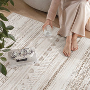 VUNATE 10'x14' Boho Geometric Brown Area Rug, Washable, Non-Slip TPR Backing, Low Pile Polyester Carpet, SSH-MWCL-BRN1014