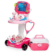 best choice products SKY7034 Play Doctor Kit for Kids, Pretend Medical Station Set with Carrying Case, Mobile Cart - Pink