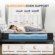 Babo Care 12 Inch Queen Euro Top Hybrid Mattress, Medium Firmness, Cooling Gel Memory Foam, Pocket Coils, Breathable Cover