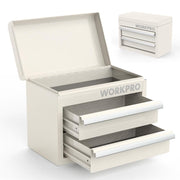 WORKPRO Mini Metal Tool Box, Cold Rolled Steel, 2 Drawers with Magnetic Tabs, PVC Liners, PP Feet Pads, Macaron, 10.8 x 5.9 x 8.2 in