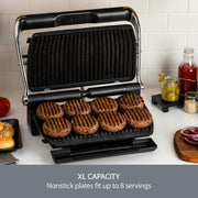 All-Clad Electric Indoor Grill with AutoSense Technology, 5L XL Capacity, Stainless Steel, Silver, PG715851