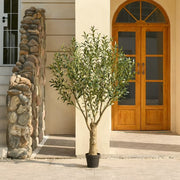 DR.Planzen 6FT Giant Artificial Olive Tree, Tall Silk Faux Olive Tree with Massive Trunk Base