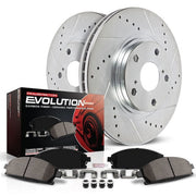 PowerStop Rear Brake Kit Z23 Evolution Sport Carbon-Fiber Ceramic Pads Drilled & Slotted Silver Zinc Rotors K1720