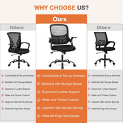 Gianna Ergonomic Mesh Office Chair with Adjustable Armrests, Lumbar Support, Mid-Back Design, Smooth-Rolling Wheels, Black