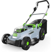 Unbranded Cordless Electric Lawn Mower, 17 in, 1200W Brushless Motor, Dual 20V 4.0Ah Batteries, 6-Position Height Adjustment 1-3 in, 50L Grass Bag, Portable 14 kg, Gray