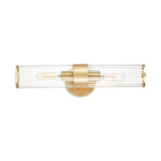 Maxim Lighting Crosby 2 Light Wall Sconce Satin Brass with Clear Ribbed Glass Shades 19 Inch 120W