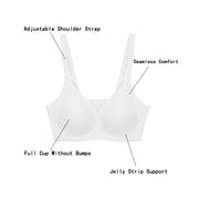 Finetoo Womens Wireless Push Up Bra, Seamless No Underwire Bralette, Full Support Lift, Adjustable Straps, White